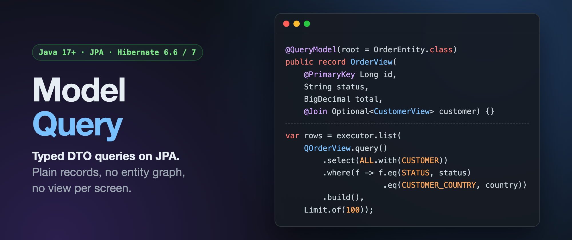 Model Query: typed DTO queries on JPA